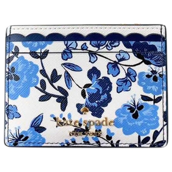 kate spade Handbags - Kate Spade Blue and White Floral Card Holder- BNWT